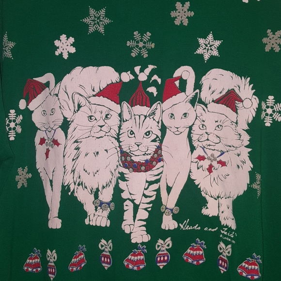 Linda Lori Tops - Vintage Kitty Cat Christmas Crewneck Sweater